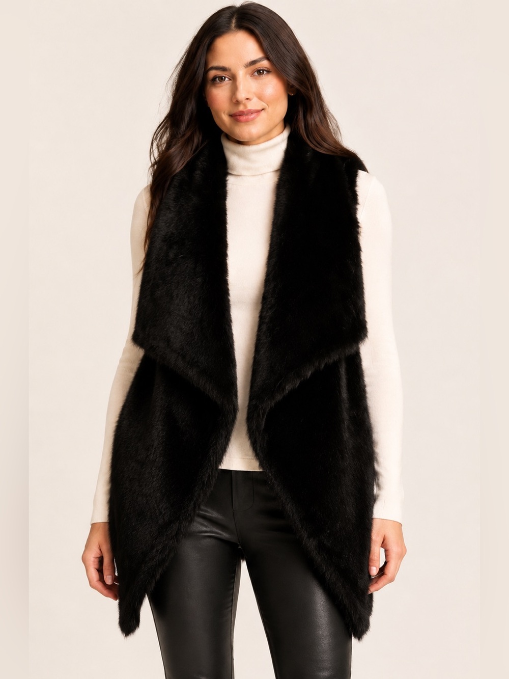 Love Token Long Drape Genuine Rabbit Fur Vest